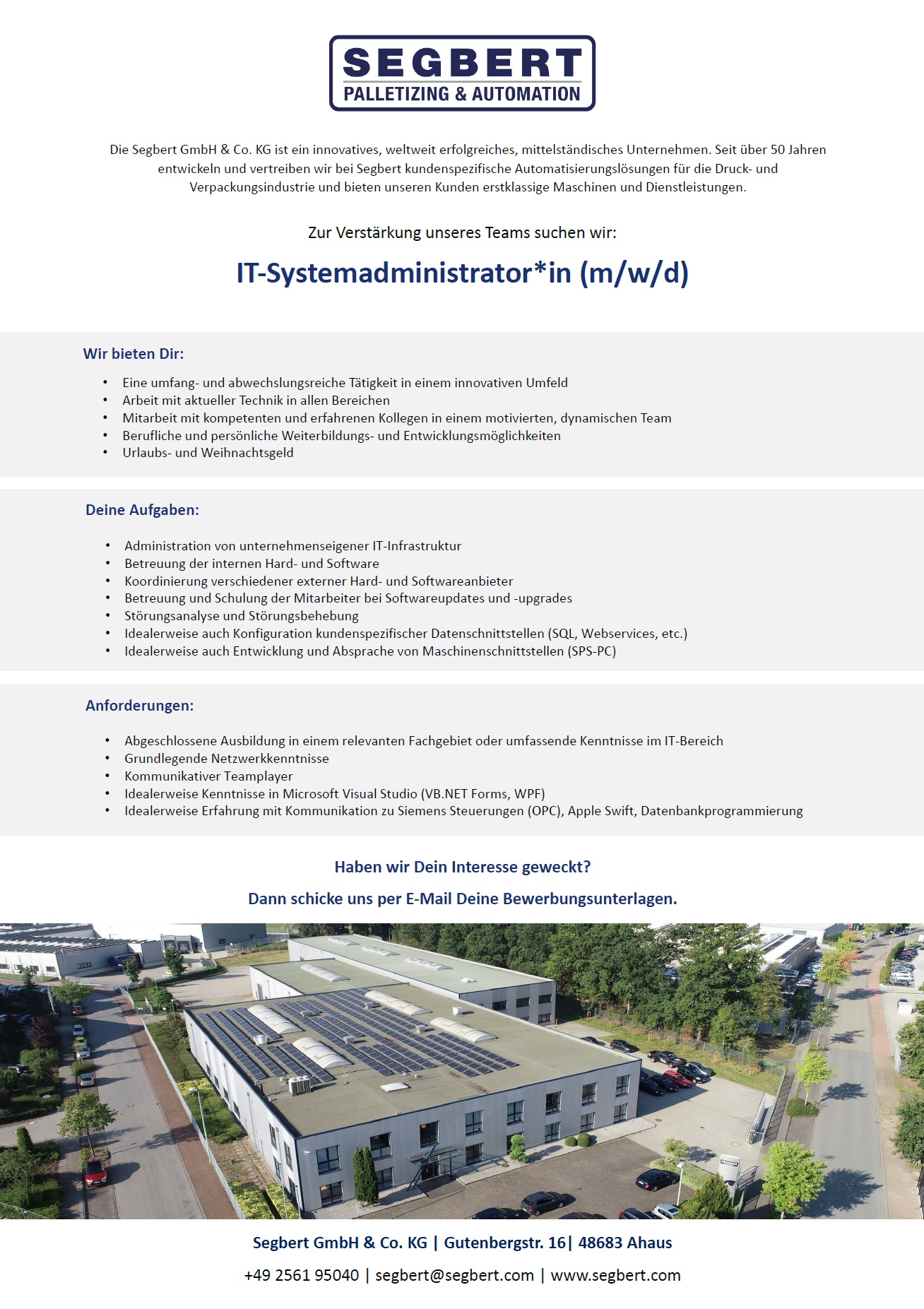 Stellenanzeige-Systemadministrator
